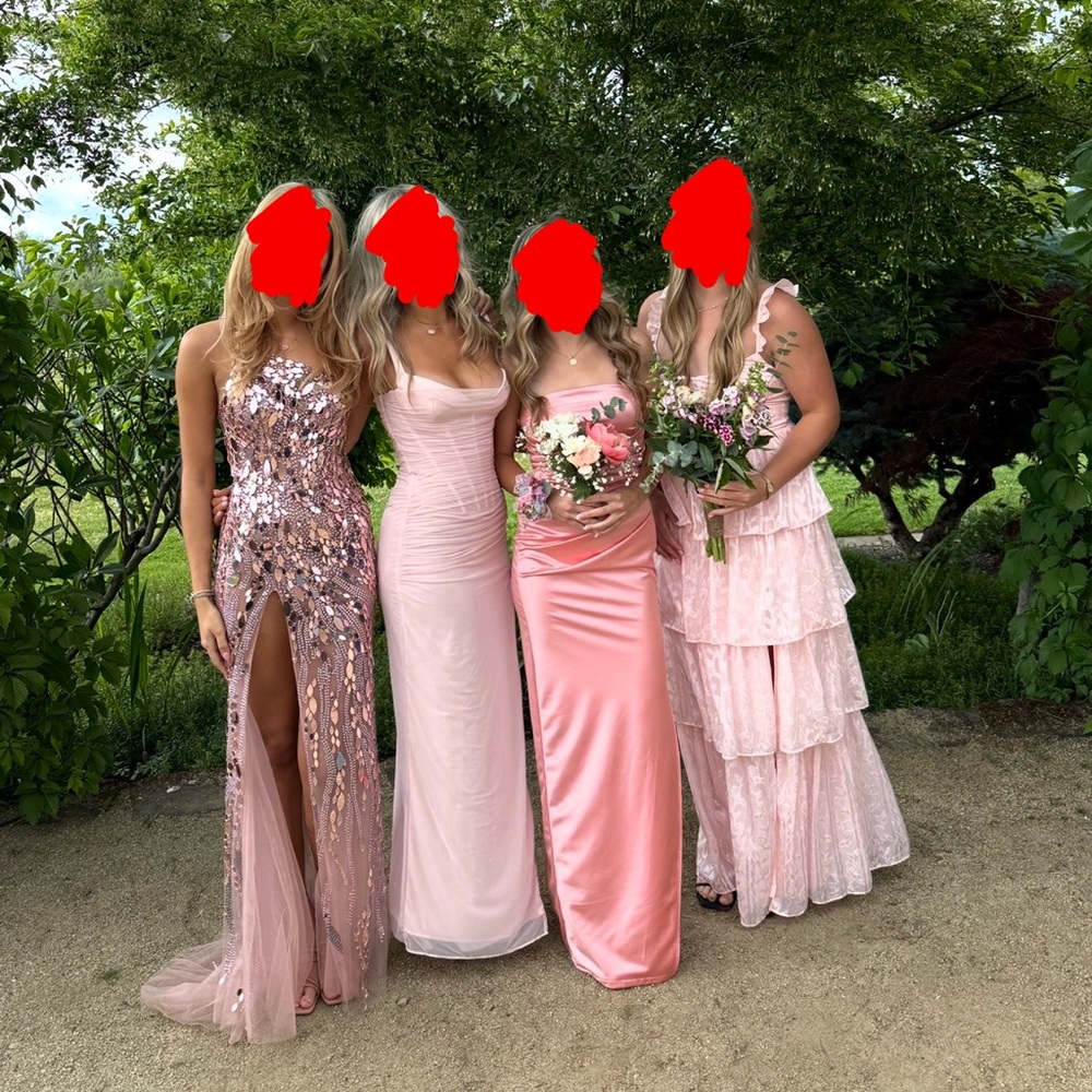 Jasz Couture One Shoulder Pink Sequin Dress - Picture 5 of 6